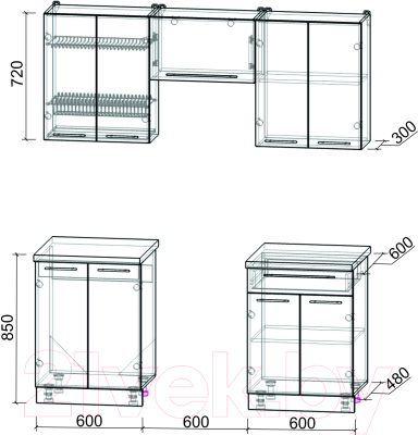 Кухонный гарнитур Интерлиния Мила Пластик 1.8 А