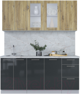 Кухонный гарнитур Интерлиния Мила Пластик 1.8 Б - фото