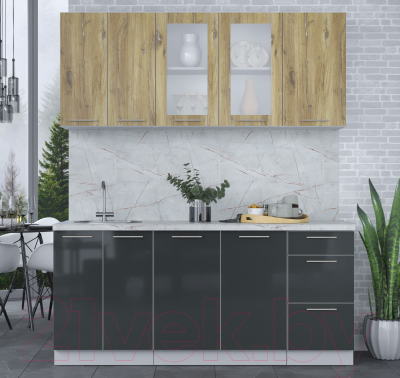 Кухонный гарнитур Интерлиния Мила Пластик 1.8 Б