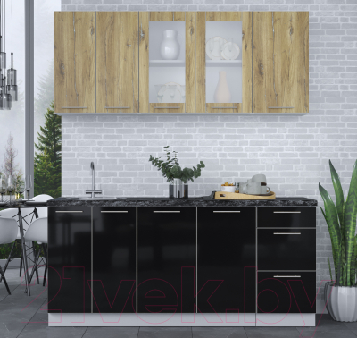 Кухонный гарнитур Интерлиния Мила Пластик 1.8 Б