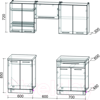 Кухонный гарнитур Интерлиния Мила Пластик 1.9 А