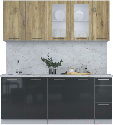 Кухонный гарнитур Интерлиния Мила Пластик 1.9 Б - фото