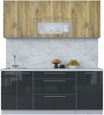 Кухонный гарнитур Интерлиния Мила Пластик 1.9 В - фото