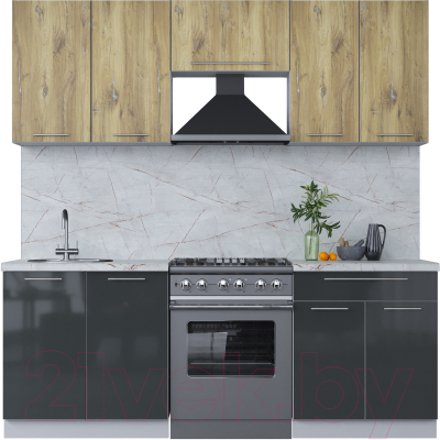 Кухонный гарнитур Интерлиния Мила Пластик 2.1 А - фото