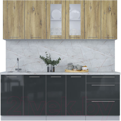 Кухонный гарнитур Интерлиния Мила Пластик 2.1 Б - фото