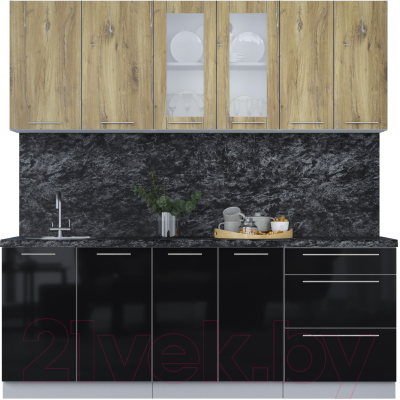 Кухонный гарнитур Интерлиния Мила Пластик 2.1 Б - фото