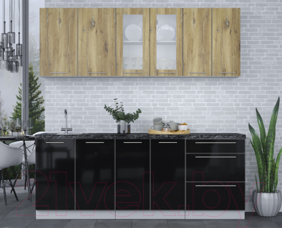 Кухонный гарнитур Интерлиния Мила Пластик 2.1 Б