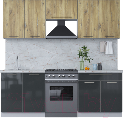 Кухонный гарнитур Интерлиния Мила Пластик 2.2 А - фото