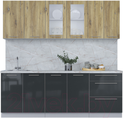 Кухонный гарнитур Интерлиния Мила Пластик 2.2 Б - фото