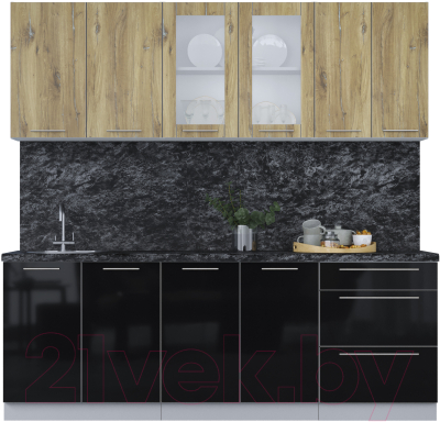 Кухонный гарнитур Интерлиния Мила Пластик 2.2 Б - фото