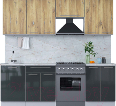 Кухонный гарнитур Интерлиния Мила Пластик 2.3 А - фото