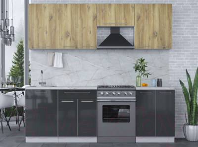 Кухонный гарнитур Интерлиния Мила Пластик 2.3 А