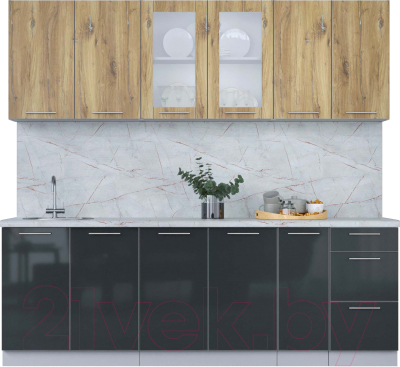 Кухонный гарнитур Интерлиния Мила Пластик 2.3 Б - фото