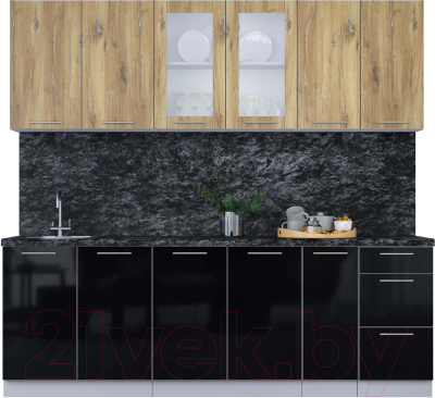 Кухонный гарнитур Интерлиния Мила Пластик 2.3 Б - фото
