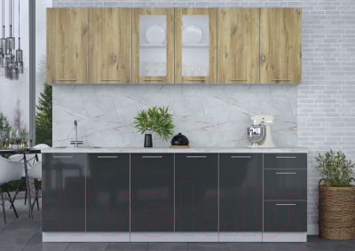 Кухонный гарнитур Интерлиния Мила Пластик 2.4 Б