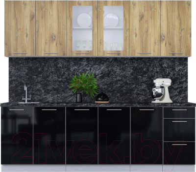 Кухонный гарнитур Интерлиния Мила Пластик 2.4 Б - фото