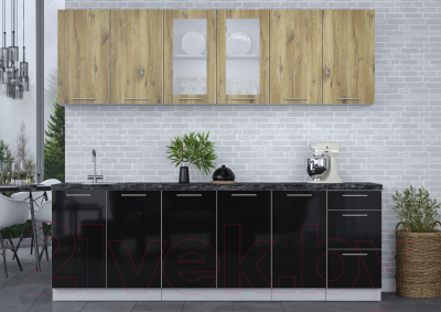 Кухонный гарнитур Интерлиния Мила Пластик 2.4 Б