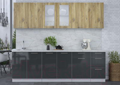 Кухонный гарнитур Интерлиния Мила Пластик 2.5 Б