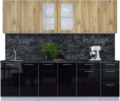 Кухонный гарнитур Интерлиния Мила Пластик 2.5 Б - фото