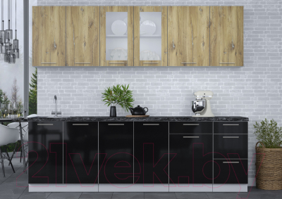 Кухонный гарнитур Интерлиния Мила Пластик 2.5 Б