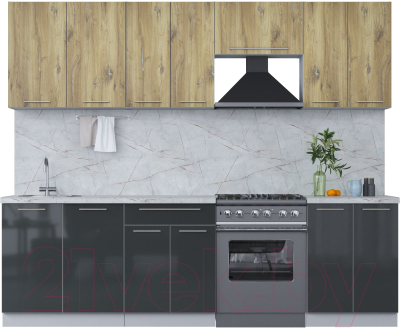 Кухонный гарнитур Интерлиния Мила Пластик 2.6 А - фото