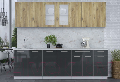 Кухонный гарнитур Интерлиния Мила Пластик 2.6 Б