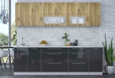 Кухонный гарнитур Интерлиния Мила Пластик 2.6 В