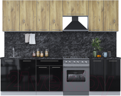 Кухонный гарнитур Интерлиния Мила Пластик 2.7 А - фото