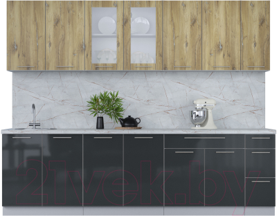 Кухонный гарнитур Интерлиния Мила Пластик 2.7 Б - фото