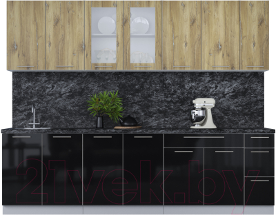 Кухонный гарнитур Интерлиния Мила Пластик 2.7 Б - фото