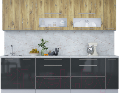 Кухонный гарнитур Интерлиния Мила Пластик 2.7 В - фото