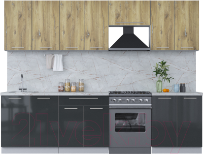 Кухонный гарнитур Интерлиния Мила Пластик 2.8 А - фото