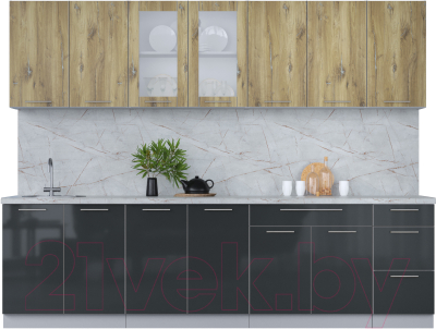 Кухонный гарнитур Интерлиния Мила Пластик 2.8 Б - фото