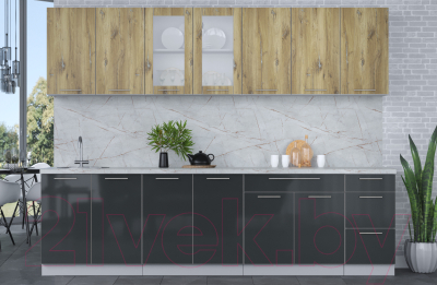 Кухонный гарнитур Интерлиния Мила Пластик 2.8 Б