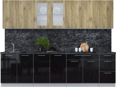 Кухонный гарнитур Интерлиния Мила Пластик 2.8 Б - фото