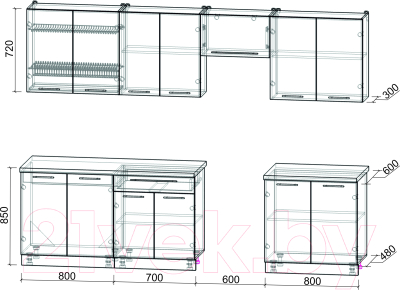 Кухонный гарнитур Интерлиния Мила Пластик 2.9 А