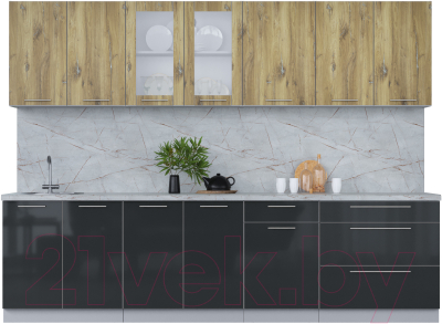 Кухонный гарнитур Интерлиния Мила Пластик 2.9 Б - фото