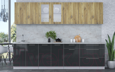 Кухонный гарнитур Интерлиния Мила Пластик 2.9 Б