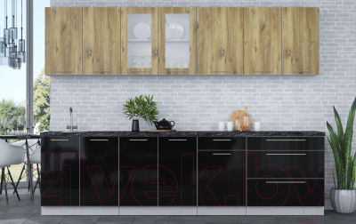 Кухонный гарнитур Интерлиния Мила Пластик 2.9 Б