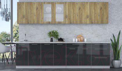 Кухонный гарнитур Интерлиния Мила Пластик 3.0 Б