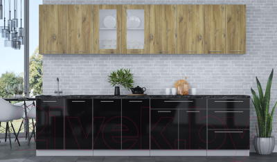 Кухонный гарнитур Интерлиния Мила Пластик 3.0 Б