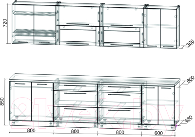 Кухонный гарнитур Интерлиния Мила Пластик 3.0 В