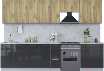 Кухонный гарнитур Интерлиния Мила Пластик 3.1 А