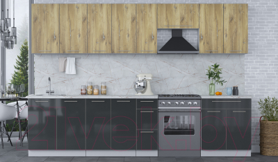 Кухонный гарнитур Интерлиния Мила Пластик 3.1 А