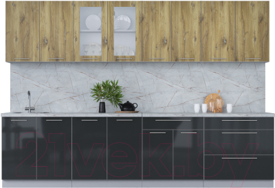 Кухонный гарнитур Интерлиния Мила Пластик 3.1 Б - фото