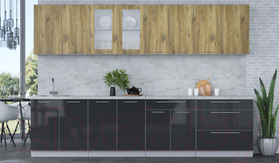 Кухонный гарнитур Интерлиния Мила Пластик 3.1 Б