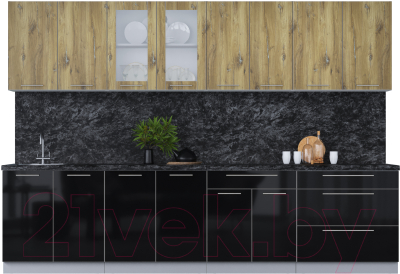 Кухонный гарнитур Интерлиния Мила Пластик 3.1 Б - фото