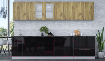 Кухонный гарнитур Интерлиния Мила Пластик 3.1 Б