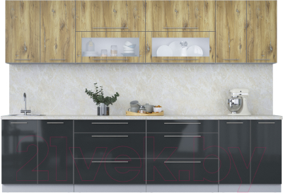 Кухонный гарнитур Интерлиния Мила Пластик 3.1 В - фото