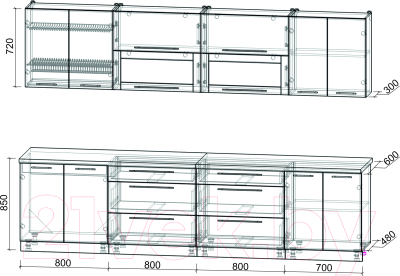 Кухонный гарнитур Интерлиния Мила Пластик 3.1 В